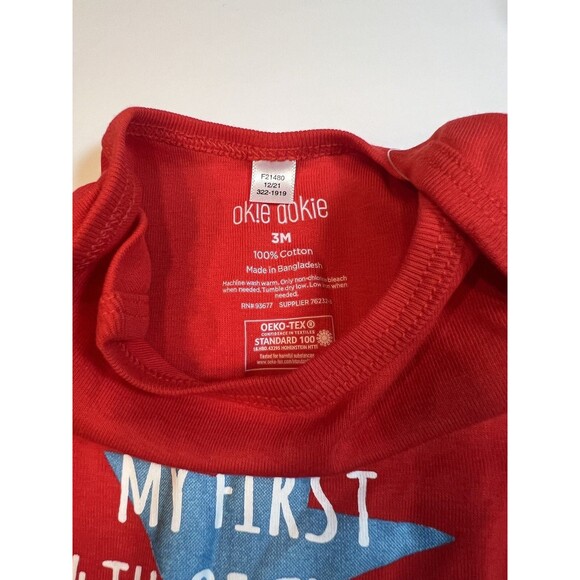 Okie Dokie My First 4th Of July Baby Unisex Bodysuit, 100% cotton, red, 3 Months - Picture 3 of 6